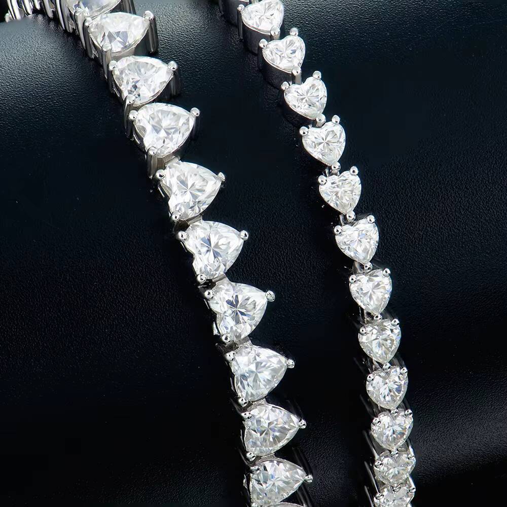 High Quality Jewelry Women 3mm 4mm 925 Sterling Silver Vvs Vvs1 Moissanite Mossanite Heart Tennis Bracelet with Gra Certificate