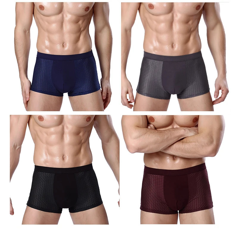 L8XL Plus Banboo Fiber Men Underwear Male boxer Solid Panties Shorts Mens Underpants Breathable Intimate Man boxers 4pcs 251021
