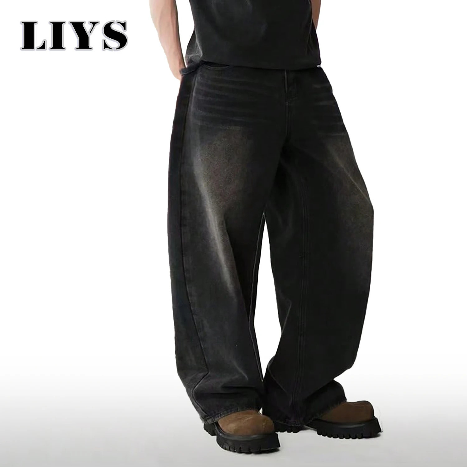 Four Season Mens Jeans Korean Version Student Casual Pants High Street Straight Loose Wide Leg Black Gray Blue Baggy Jean 251017
