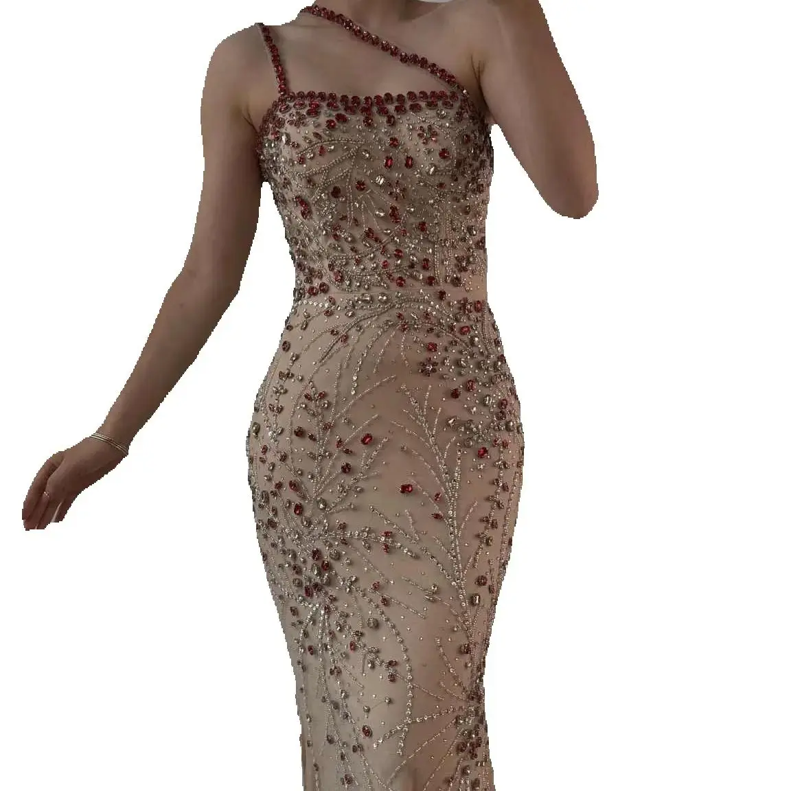 Real Photo Mermaid Evening Dress Sleeveless Prom Gowns V-Neck Beads Satin Sexy Prom Dress vestidos de novia Size Customized Robes De Mariee L252706