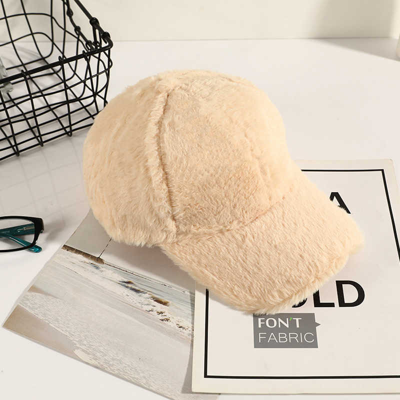Plush Baseball Cap for Women Winter Large Head Circumference Stylish Ear Protection Duckbill Cap Autumn Winter Hat H251020