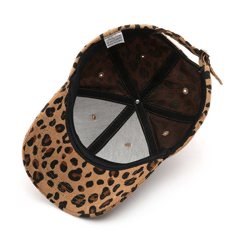 Womens Corduroy Leopard Print Baseball Cap for Autumn and Winter Outdoor Mens Warm and Coldproof Sunshade Cap H251020