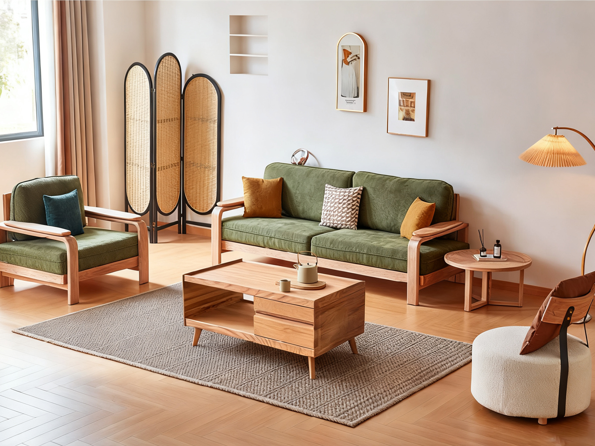 Elegant Furniture: High-Quality Wood-Built Living Room Settee