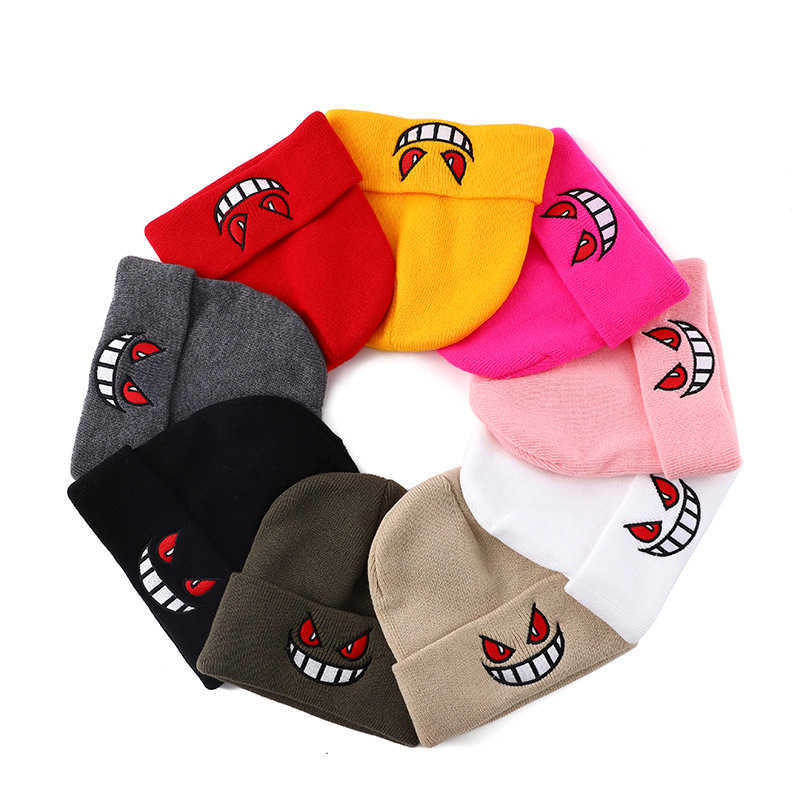 New Embroidered Knitted Hat Cartoon Gengar Creative Knitted Hat Autumn Winter Warm Ear Protection Breathable Cold Hat H251020