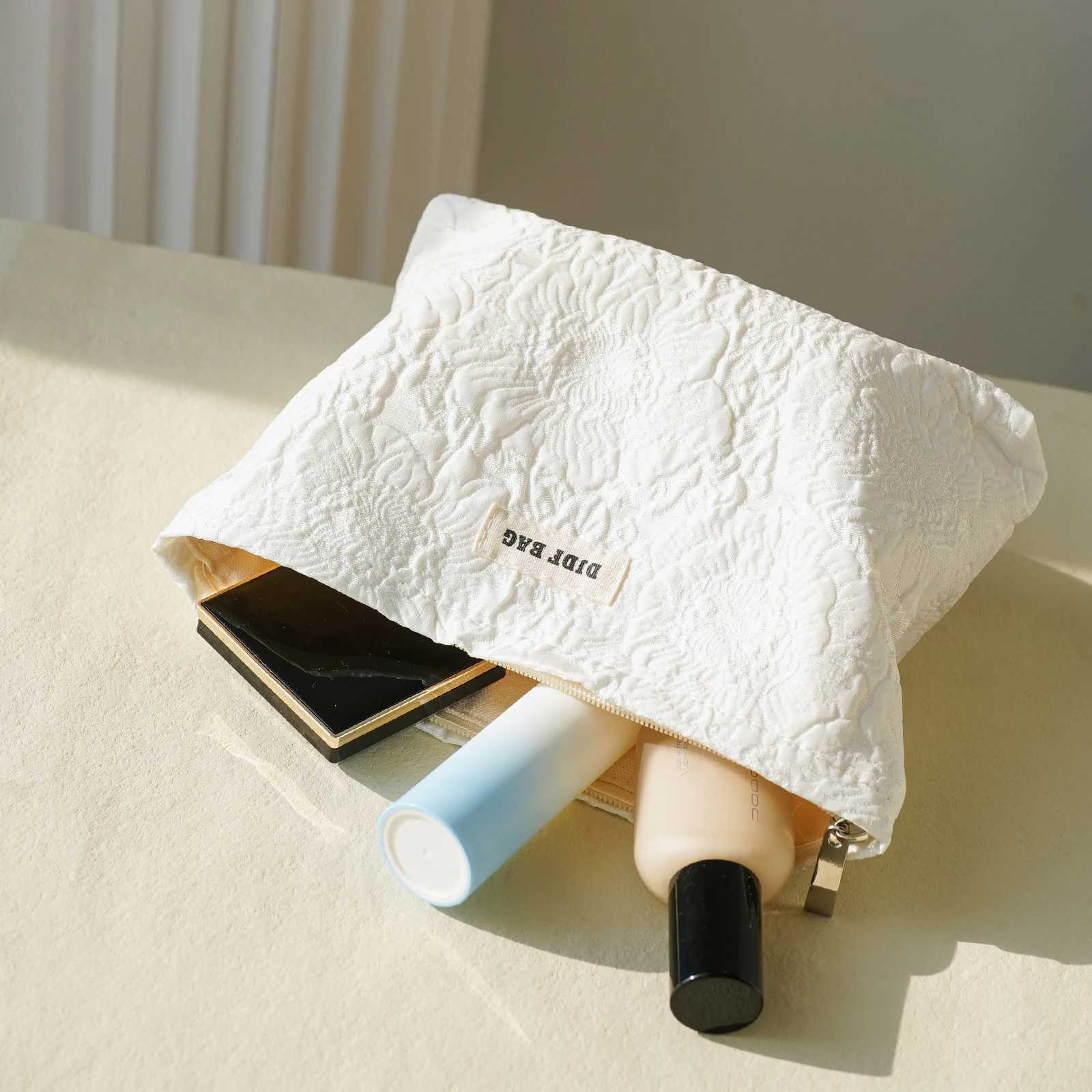 Rose embossed womens cosmetic bag large capacity cosmetics storage bag portable coin purse toiletry bag travel liner bagW251021