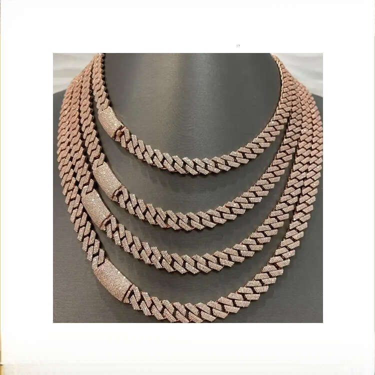 12mm Gold-Plated Moissanite Ice Sier Cuban Necklace Hip-Hop Jewelry for Men and Women Party Chain