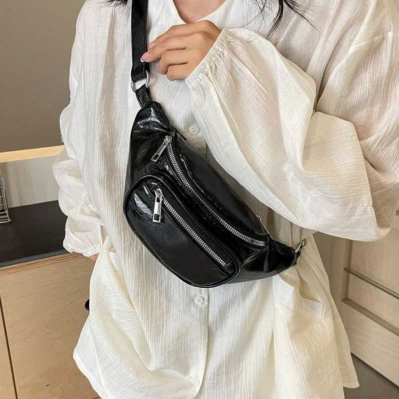 Black Waist Bag For Women PU Leather Fanny Pack Three Layer Zipper Pouch Crossbody Chest Bag Female Anti theft Belt Bag Purse Z251021