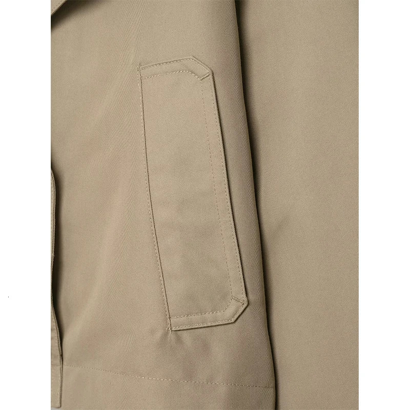 Womens Fashion Double Breasted Short Trench Coat Turndown Collar Long Sleeve Coats Vintage Female Outerwear Chic Tops 251021