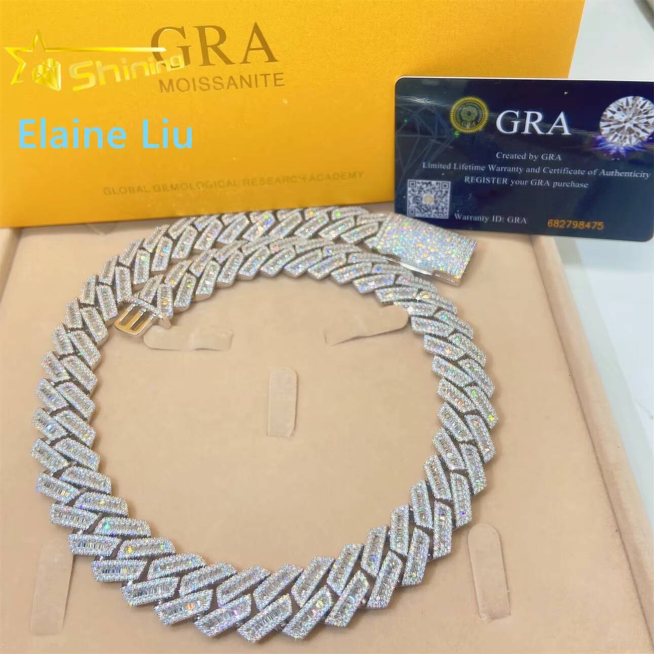 Sterling Silver 925 Pass Diamond Tester VVS Moissanite Necklace 18mm Hip Hop Iced Out Jewelry Miami Cuban Link Chain Necklace