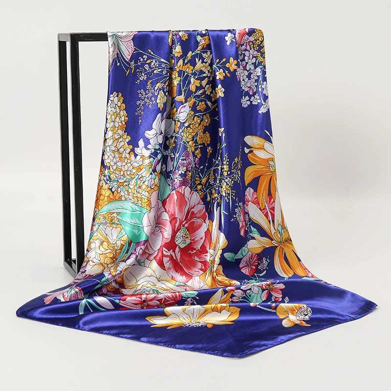 Wen Spring Summer Square Scarf 9090cm Satin Silk Scarves scarf Fa Foard Beach Bandana Ladies Neckerchi Hair bandW251021