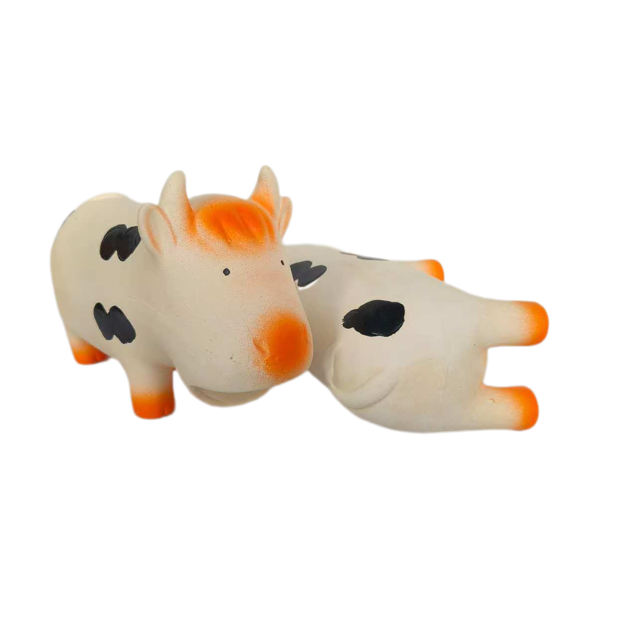 Latex Screaming Cow Dog Toy Soft Natural Rubber Squeaky Chewy Sound Animal Interactive Canine Pet Toys with Bright Colors for Medium Dogs 2pcs/Pack