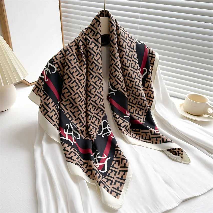 9090cm Silk Scarves Wen Square Satin Hijab Scarf Handkerchi Shawls Wraps Scarf Fa band Foard Bandana EcharpeW251021