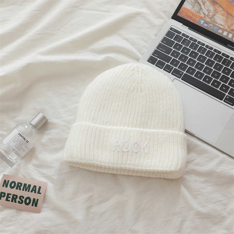 Style Letter Embroidered Wool Hat for Women Winter Fleecelined Thickened Warm Knitted Hat Autumn Winter Versatile Style H251020