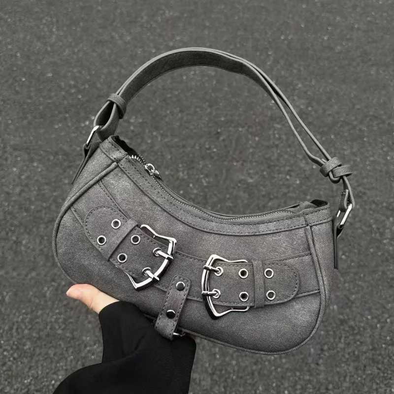 Sweet Cool Denim Grey Shoulder Bag Women Y2k Grunge Hot Girls Casual Handbag Lady Vintage Versatile Underarm Bag Autumn bolsasXJ251021