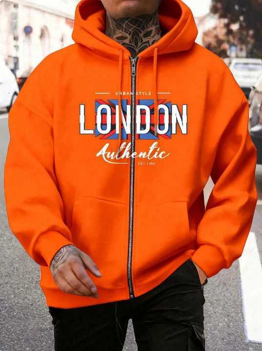London 3D Printed Alphabet Mens Zipper Hoodie Daily Sports Commuter Top W251021