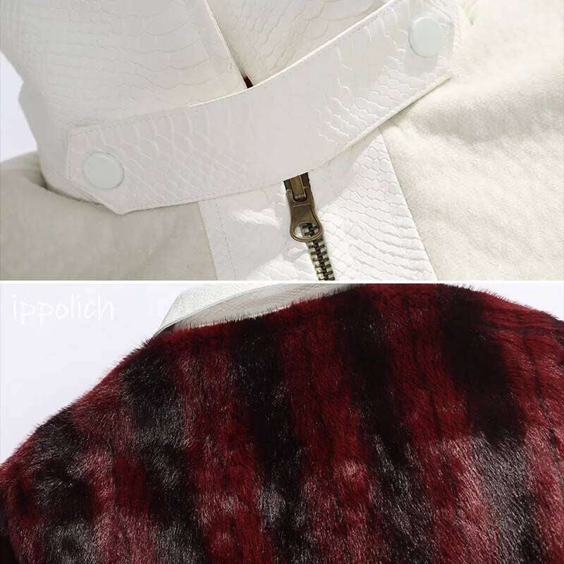 Women's Leather Fashion Two-Sided Autumn Casual Coat Reversible Double-Sided Jacket Faux Fur Plush Lining Warm Outerwear