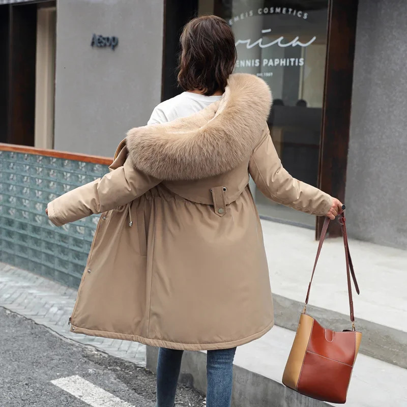 Winter Parka Women Jacket Clothes Long Coat Wool Liner Hooded Fur Collar Thick Warm Snow Wear Fashion 251021
