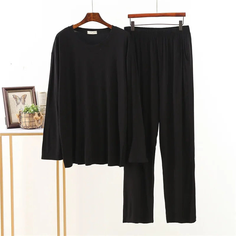 Japanese style modal spring and autumn mens pajamas longsleeved loose large size home service suit men pajama set sleepwear 251021