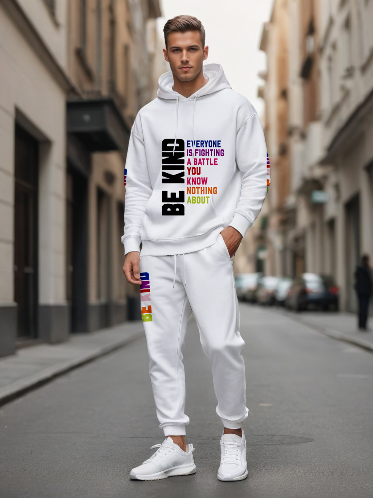 Men's Ankle-Length Knitted Hoodie Casual Outdoor Polyester T-Shirt Long Sleeve Adjustable Drawstring Hood Autumn Wear - LMWY00190