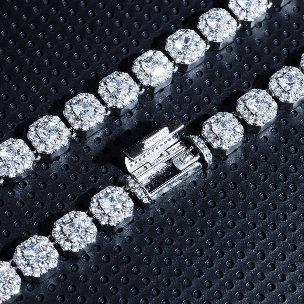 New Fashion 8mm CZ Fine Jewelry Necklace Gift Sterling Silver 5A Zircon Cuban Link Chain for Women Men