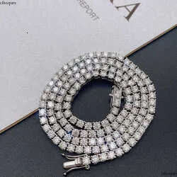 wholesale high quality sterling sier hip hop lab dia 3MM 4MM Moissanite necklace tennis chain