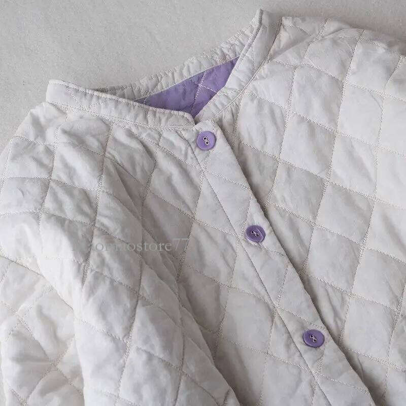 Thin Style Long Cotton Jacket Casual Versatile Commuting Solid Color Oversized Loose Fit Full Sleeve Women Quilted Coat goose coat women