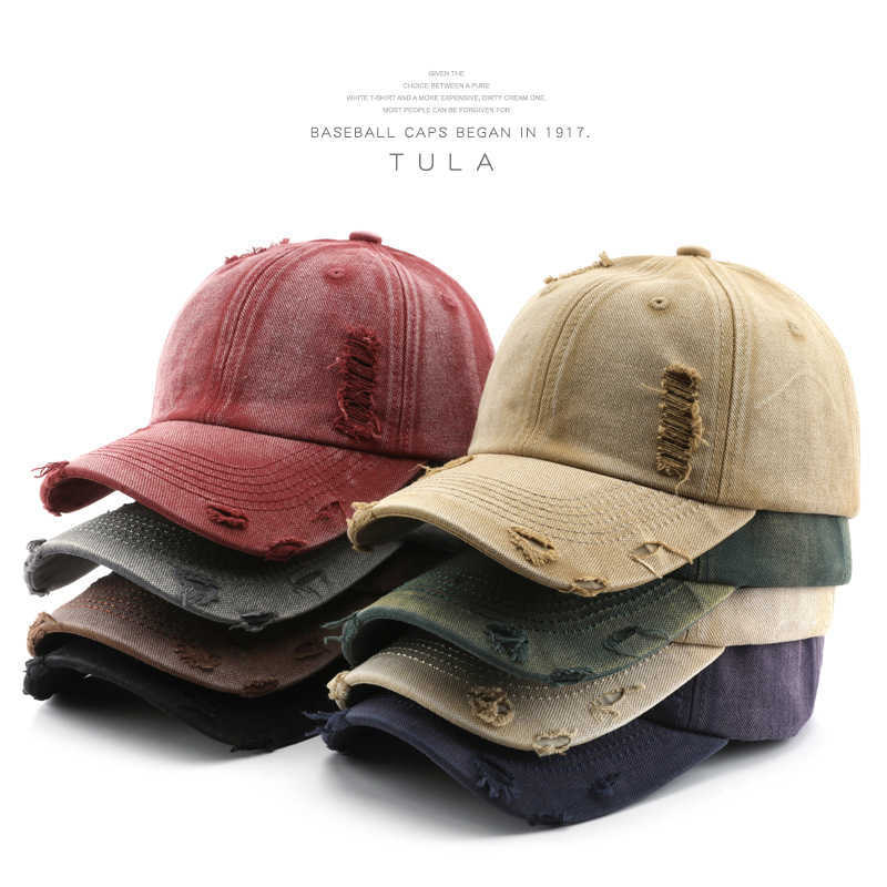 Womens Autumn Winter Washed Distressed Solid Color Baseball Cap Outdoor Mens Travel Sun Protection Visor Cap H251020