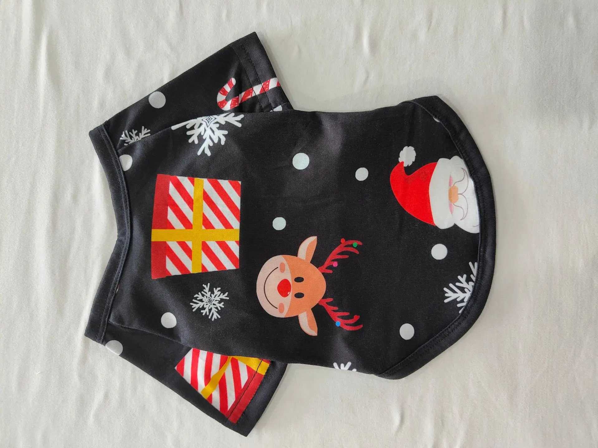 2025 New Christmas parentchild pajamas European and American longsleeved black set Santa Claus reindeer print home wear L2510218R47