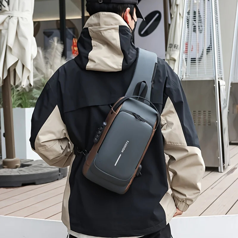 Password Lock AntiTheft Mens Bag Chest Casual Sports Small Backpack Shoulder Crossbody Motorcycle 251014