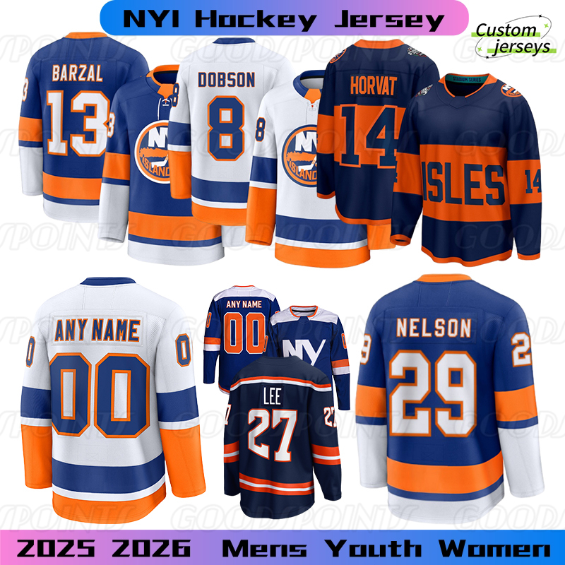 New YorkS hockey jersey islandersS jersey Mathew Barzal Ilya Sorokin Oliver Wahlstrom Anders Jersey Dobson Mike Bossys Nelson Alex Romanov Breakaway hockey jersey