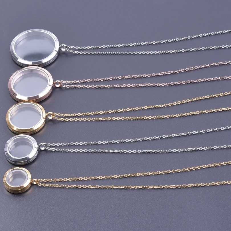 Round Pendant Necklace Locket Charm Stainless Steel Necklaces For Women Men Jewelry Chain Around Neck Necklace Decoration GiftsXJ251018