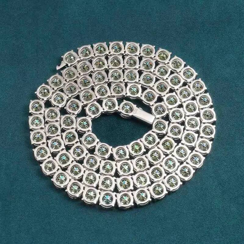 3mm 4mm 5mm 65mm Green Moissanite Tennis Chain Hip Hop Pass Diamond Tester Iced Out GRA Bling 925 Silver Necklace Fine Jewelry