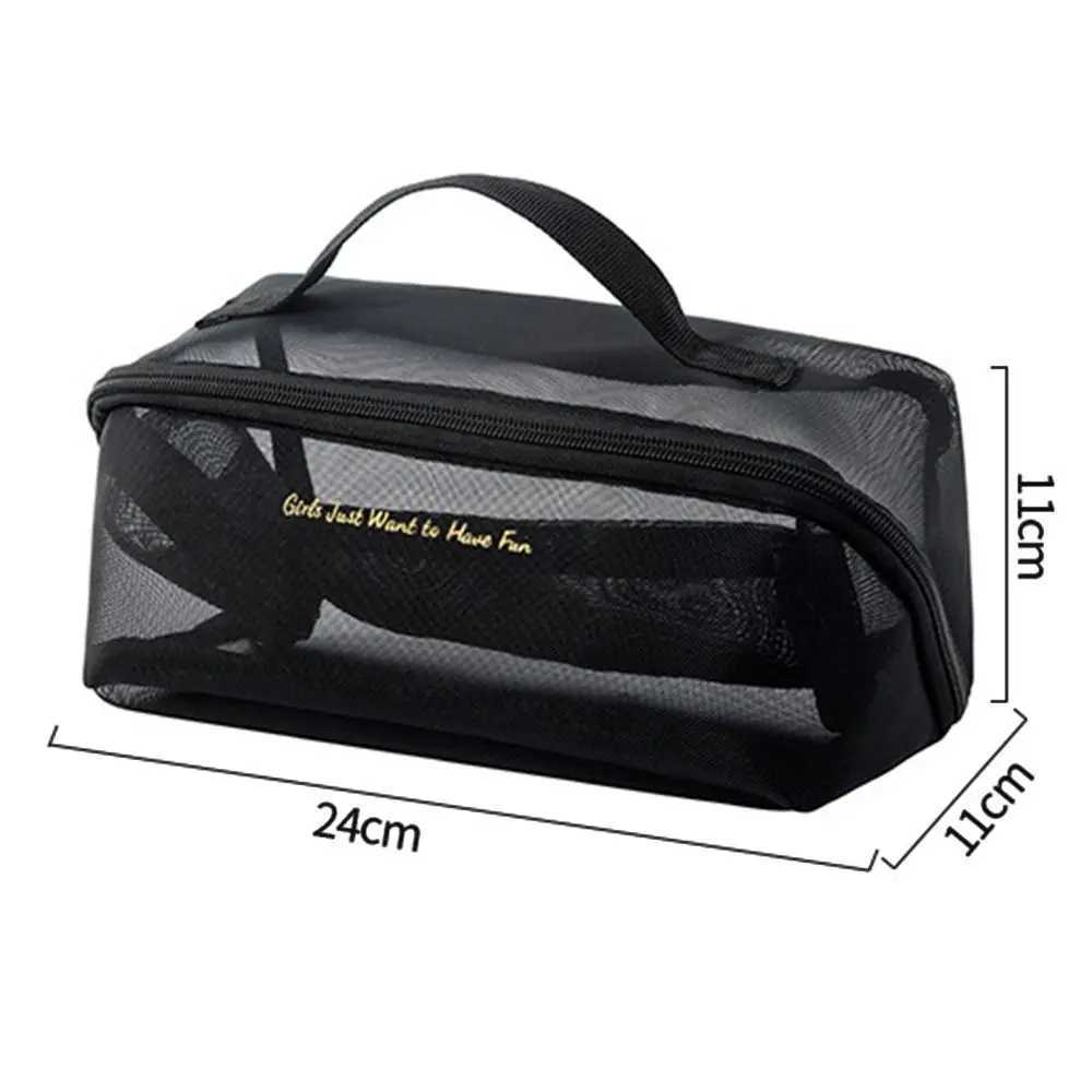 Large Capacity Solid Mesh Makeup Bag New Organizer Pouch Lightweight Transparent Wash Bag Solid Travel Storage BagW251021