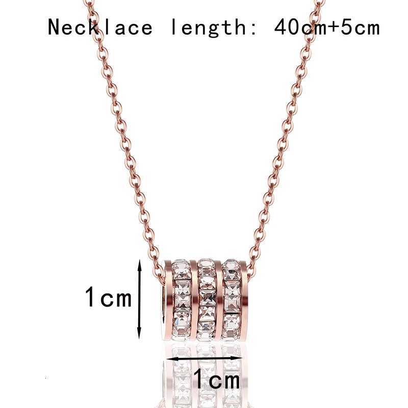 Small And Exquisite Shiny Three Circle Crystal Pendant Necklace Stainless Steel Rose Gold Color Necklace For Women Wedding Gift D251021