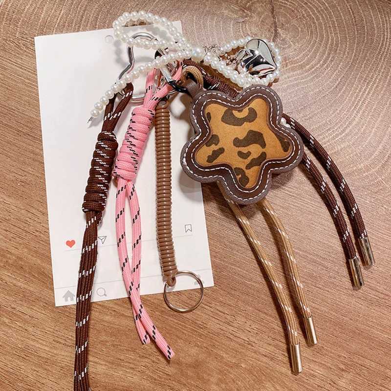 Braided Rope Keychain Leopard Print Flower Cream Bag Pendant Charm Fashion Bag Accessories for HandbagBackpack Decors J251121
