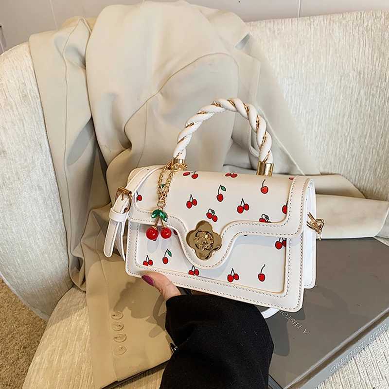 Sweet Crossbody Bag Fashion Cherry Print TopHandle Ladies Luxury Square Shoulder Bag Women High Quality Sling PurseXJ251021