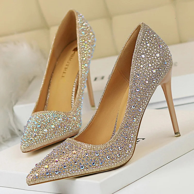 BIGTREE Shoes Rhinestone Woman Pumps Fashion Wedding Shoes Women Basic Pump Stiletto Heels 10cm 7cm Heeled Shoes High Heels 251017