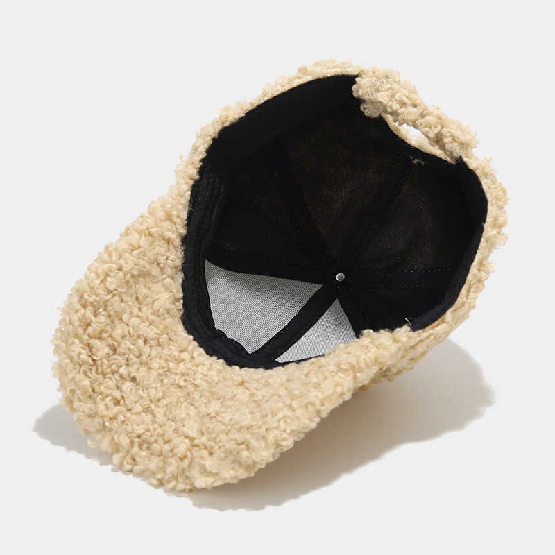 Autumn Winter New Lamb Wool Patchwork Baseball Cap for Women Simple Outdoor Windproof Sunshade Cap H251020