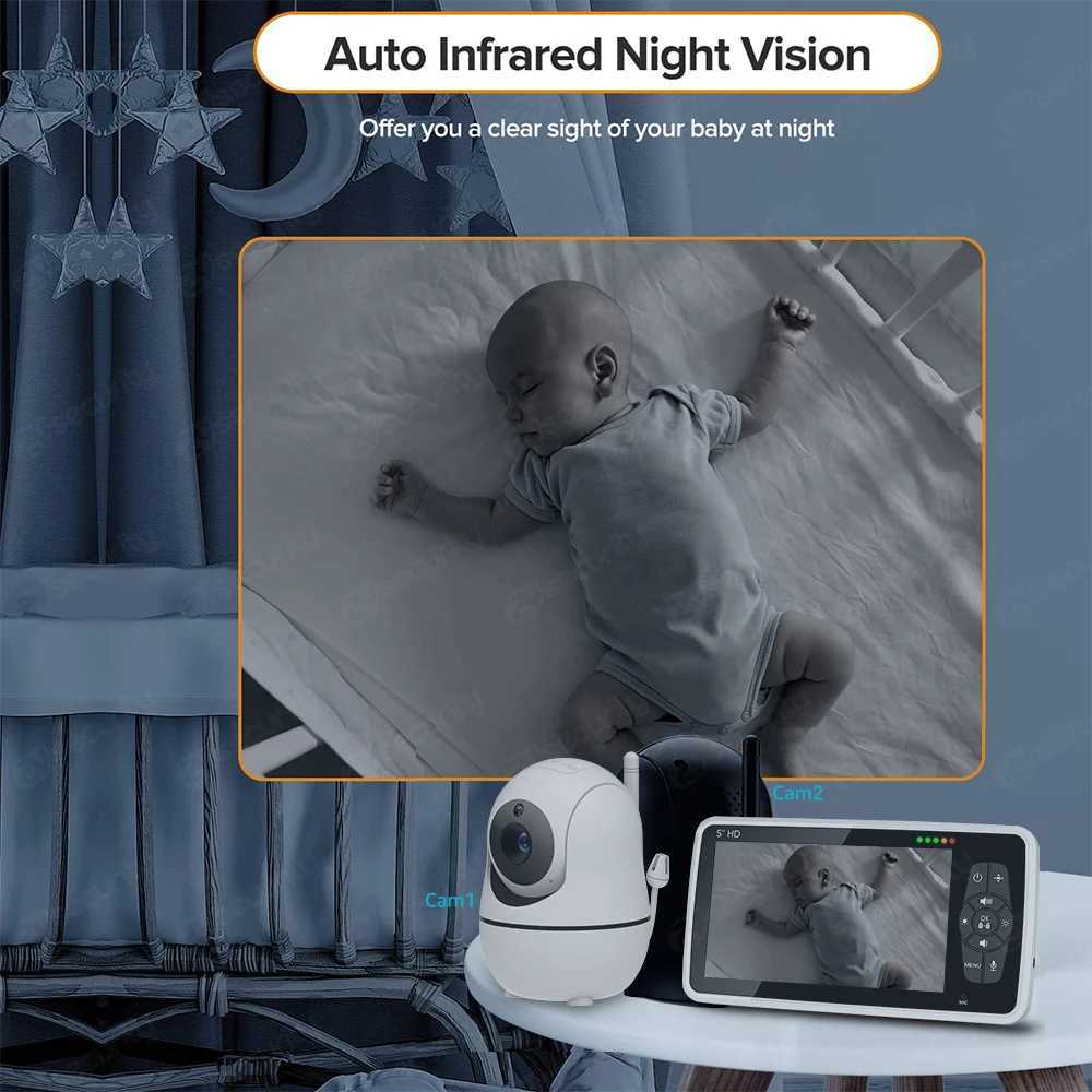 5 Screen Video Baby Monitor No WiFi HD Remote PanTiltZoom Night Vision Baby Camera ECO Mode Twoway Talk 8 Lullabies J251121