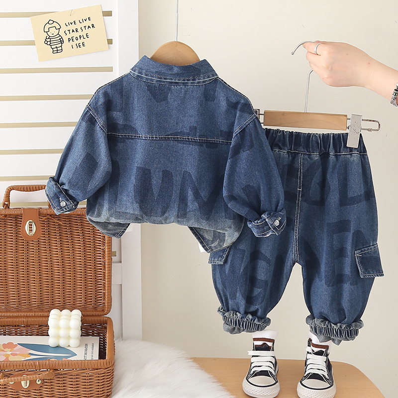 kids designer clothes 2025 New Kids Denim 3-Piece Set, Boys Girls Spring Autumn Fashion Outfit, Long Sleeve Jacket and Pants Coordinated Set