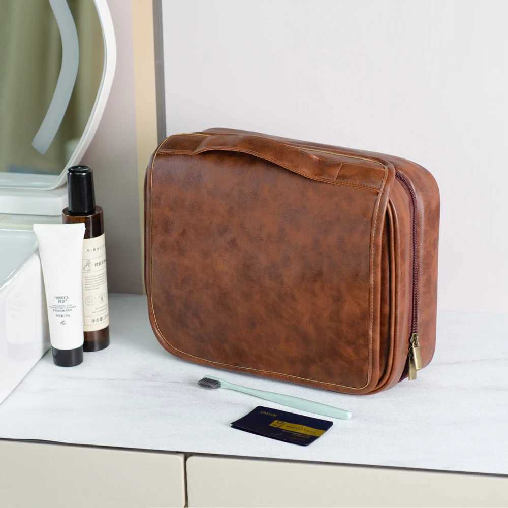 2024 new mens business pu wash bag large capacity highend storage partition waterproof makeup bag storage bagW251021