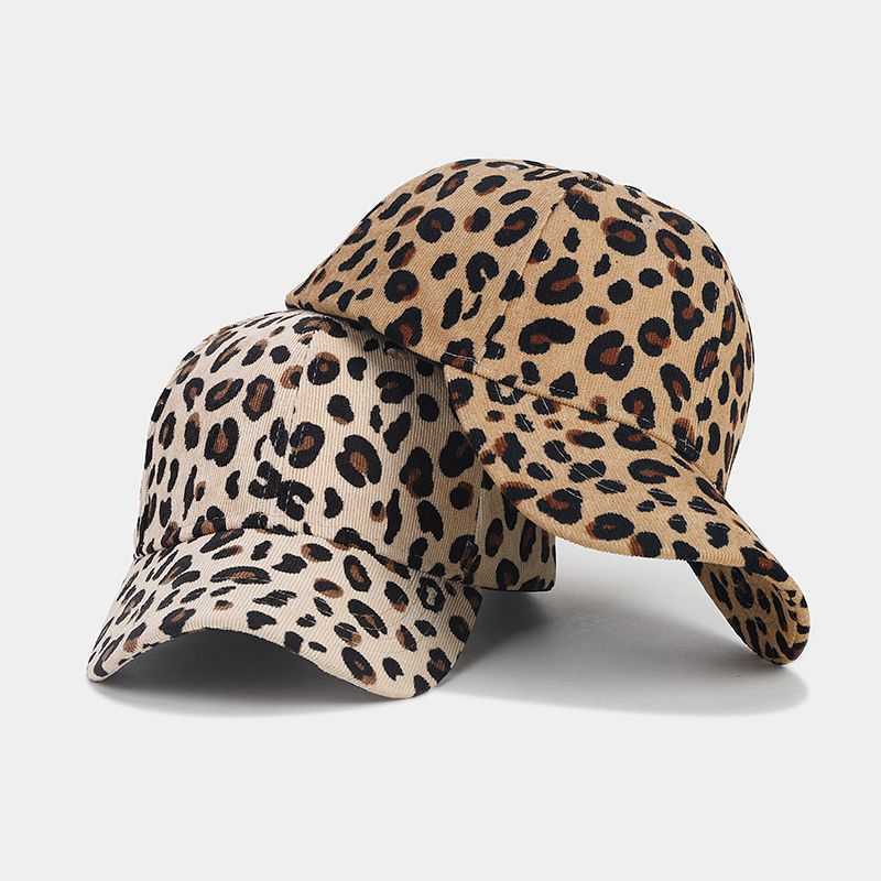 New Leopard Print Corduroy Baseball Cap for Women Trendy Fashion Curved Brim Duckbill Cap Artistic Casual Sun Hat H251020