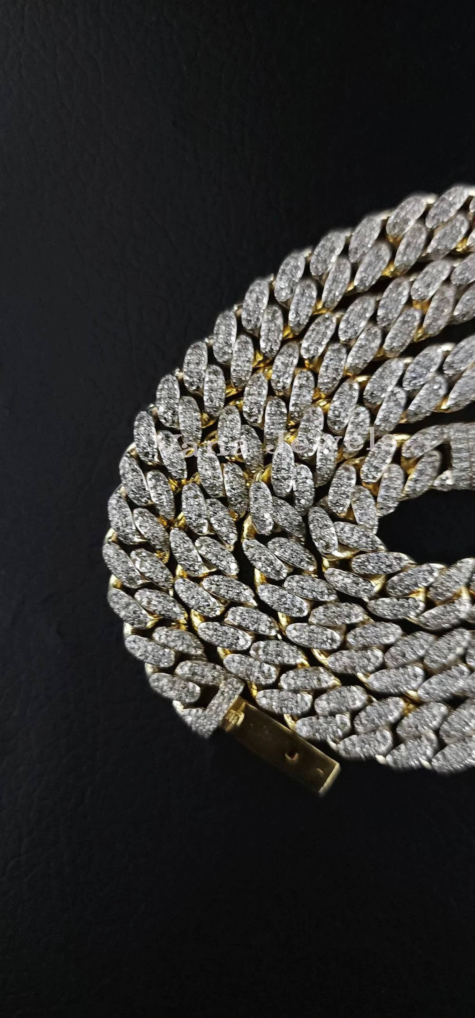 Luxury 8mm Moissanite Cuban Link Chain Unisex Solid 925 Silver Necklace Excellent Cut VVS D Color for Engagement Wedding Party