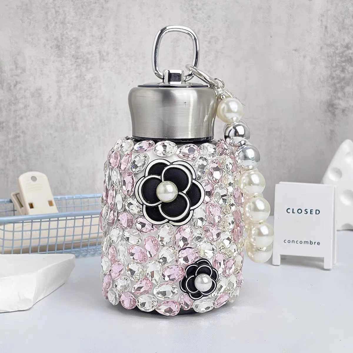 Stainless Steel Thermal Water Bottle with Rhinestone for Wen Pearl Handheld Thermos g LeakProof Insated Cup Drinkware Y251021