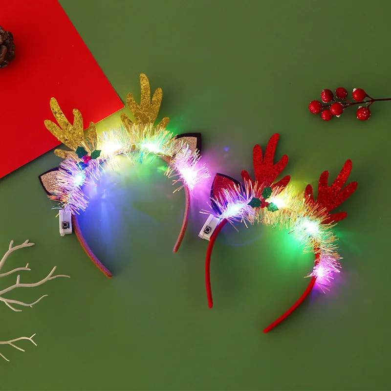 Christmas Headband with LED Lights Snowflake Xmas Tree Hair Band 2025 Christmas Decorations for Home Girls Women Year Gifts i251021