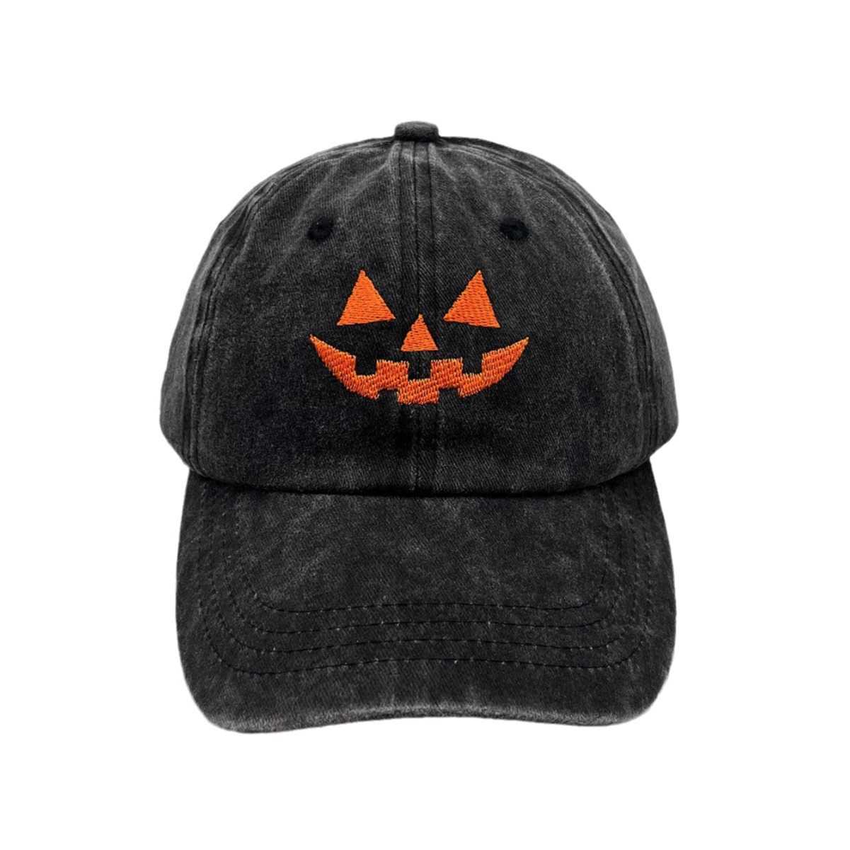 Washed Cotton Unisex Casual Baseball Cap Halloween Embroidered Pumpkin Baseball Cap H251020