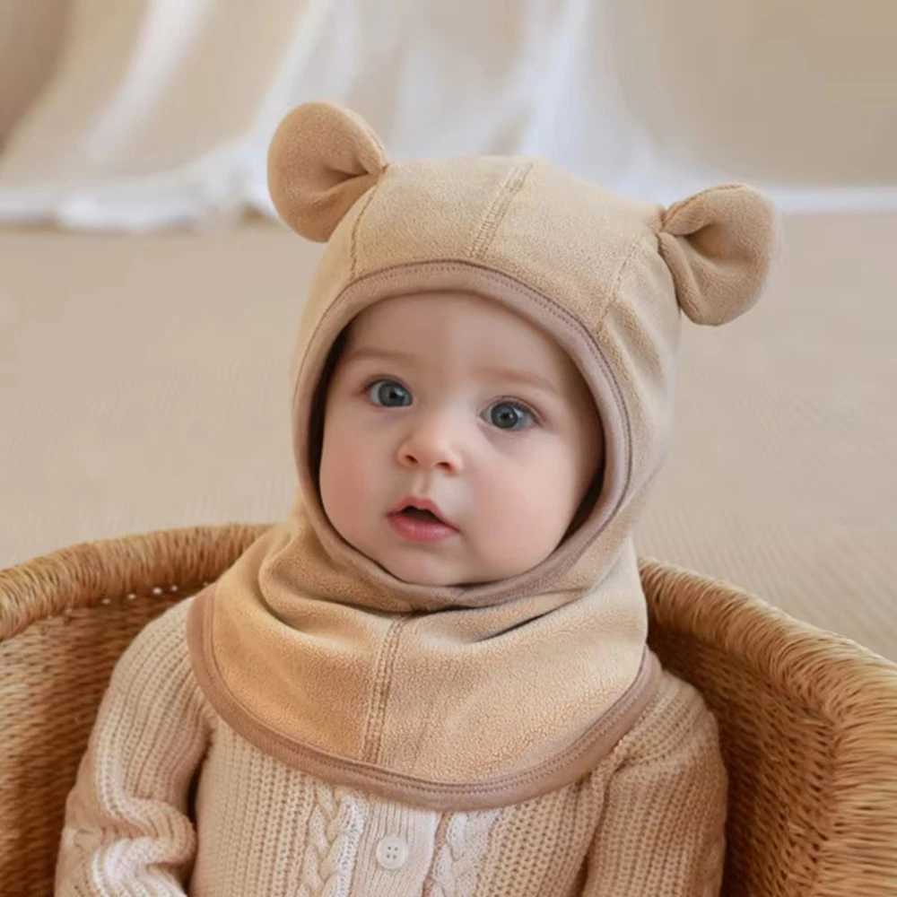 Baby Hats Scarf Set Winter Toddler Polar Fleece Balaclavas Infant Cute Ear Protection Beanies BoysGirls Warm Caps Scarf Set J251021