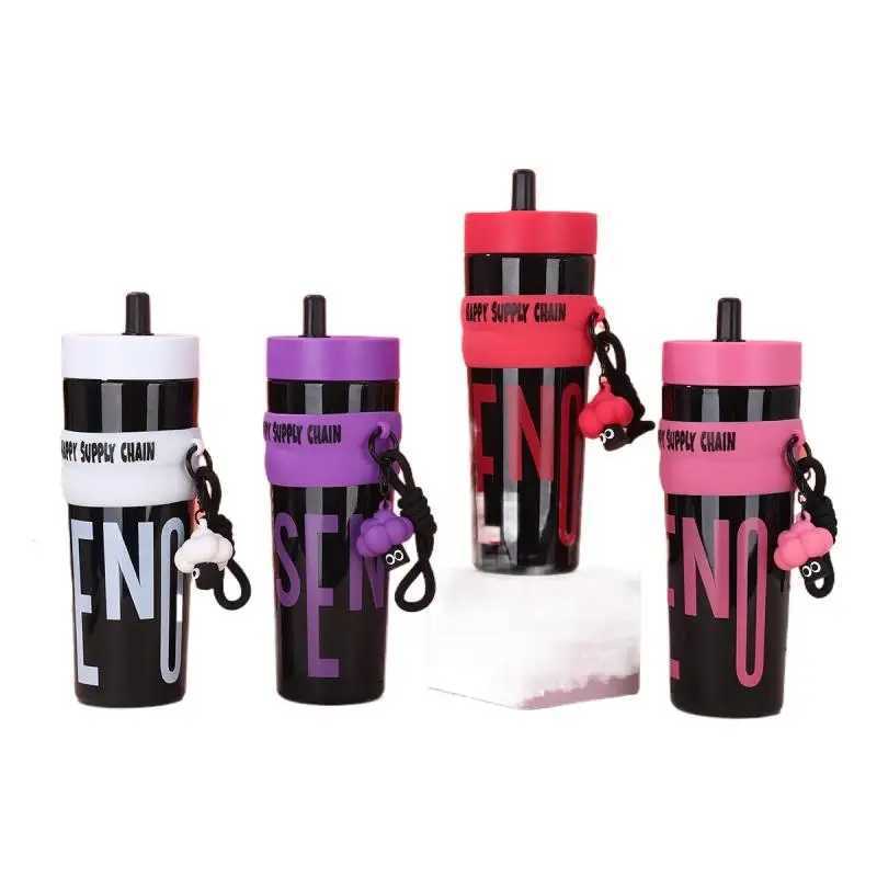 900ML Leakproof Stainless Steel Vacuum Insated Water Bottle With Straw Portable Travel And Sports Bottle Y251021