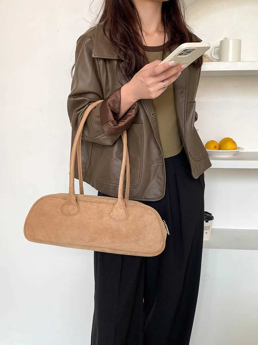 JIAERDI Vintage Blue Shoulder Bags Women High Street Suede Surface Chic Casual Handbag Purse Female Retro Underarm Bag Aesthetic Z251018