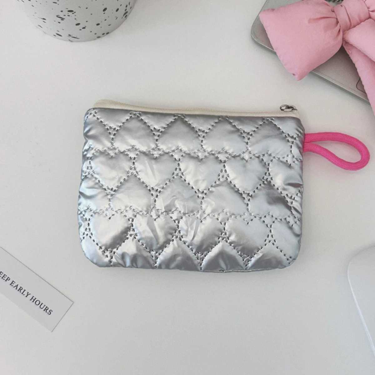 Silver Lingge Bow Pattern Coin Purses Small Canvas Coin Wallet Lady Girls Earphone Coin Key Money Storage Bag Zipper PouchW251021